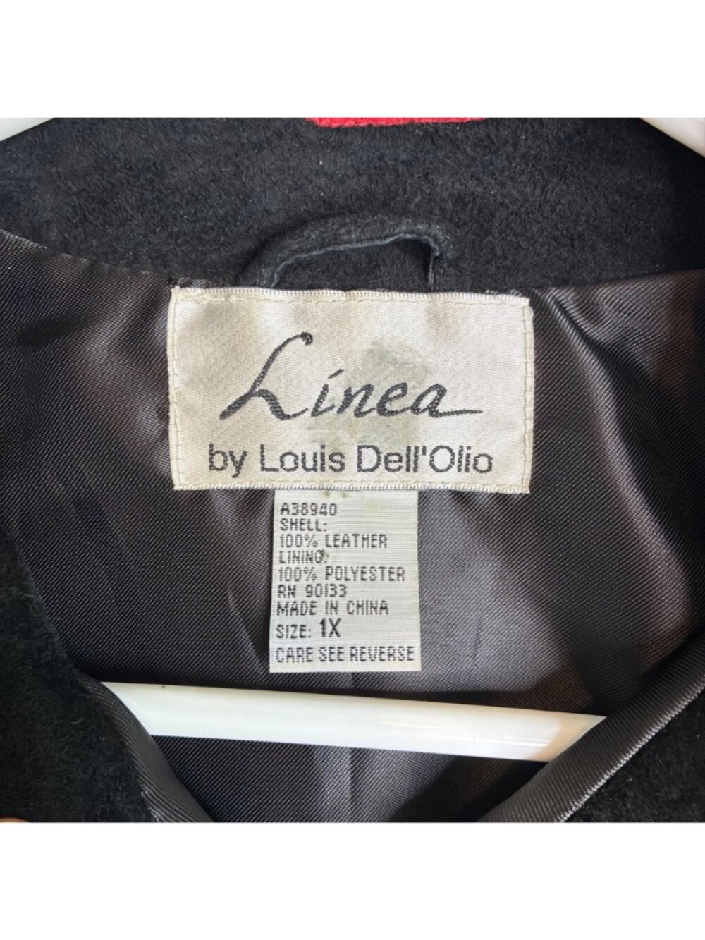 Linea by Louis DellOlio Womens Embroidered Suede Leather Jacket 1X Black Red - Picture 5 of 10